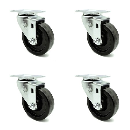 Service Caster 4 Inch Phenolic Wheel Swivel Top Plate Caster Set SCC-20S414-PHS-TP3-4